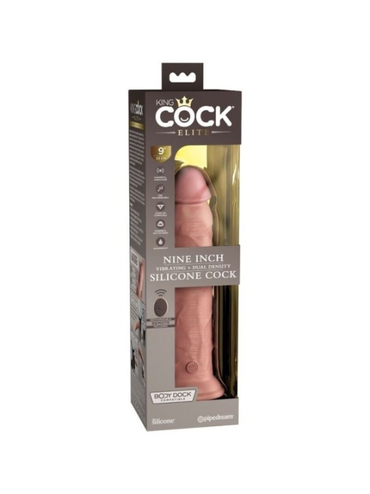 KING COCK - ELITE VIBRATEUR GODE RÉALISTE & TÉLÉCOMMANDE EN SILICONE 23 CM