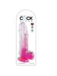 KING COCK - CLEAR GODE AVEC TESTICULES 20.3 CM ROSE