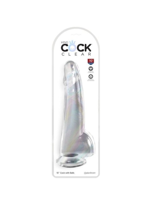 KING COCK - CLEAR GODE  TESTICULES 19 CM TRANSPARENT