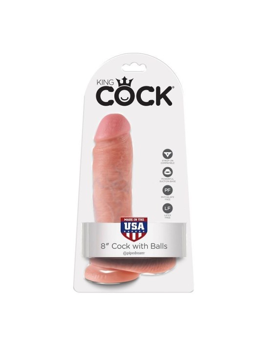 KING COCK - 8 CHAIR DE GODE AVEC BOULES 20.3 CM