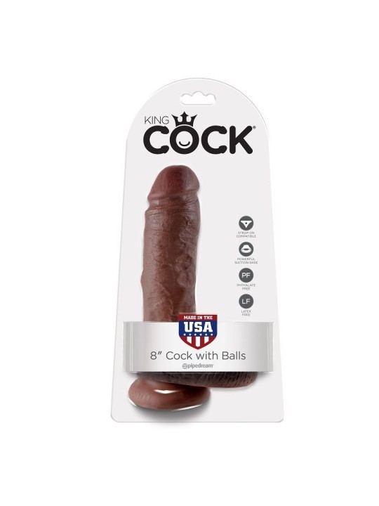 KING COCK - 8" PENE REALÍSTICO MARRÓN 20.3 CM
