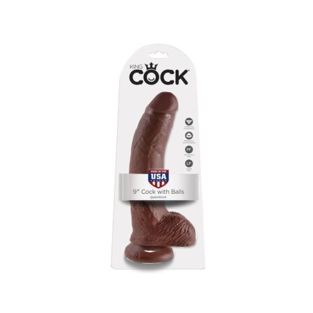 KING COCK - 9 GODE MARRON AVEC BOULES 22.9 CM