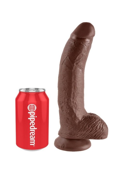KING COCK - 9 GODE MARRON AVEC BOULES 22.9 CM