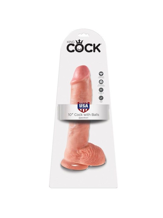 KING COCK - 10 CHAIR DE GODE AVEC BOULES 26.5 CM