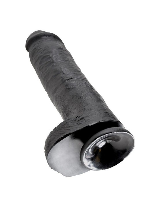 KING COCK - GODE NOIR AVEC BOULES 28 CM