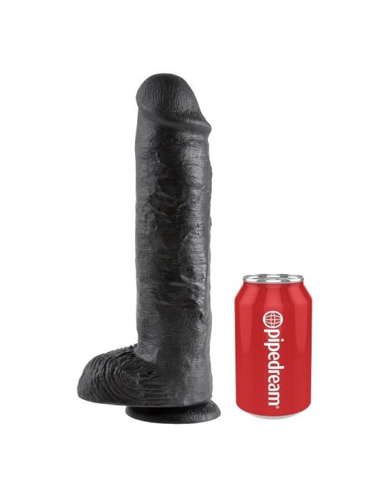 KING COCK - GODE NOIR AVEC BOULES 28 CM