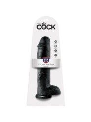 KING COCK - GODE NOIR AVEC BOULES 28 CM