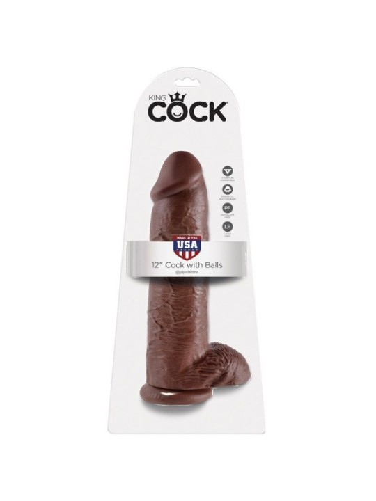 KING COCK - GODE MARRON AVEC BOULES 30.48 CM