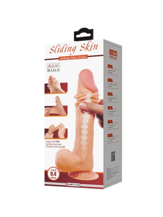 PRETTY LOVE - SÉRIE SLIDING SKIN GODE RÉALISTE AVEC VENTOUSE SLIDING SKIN 24 CM