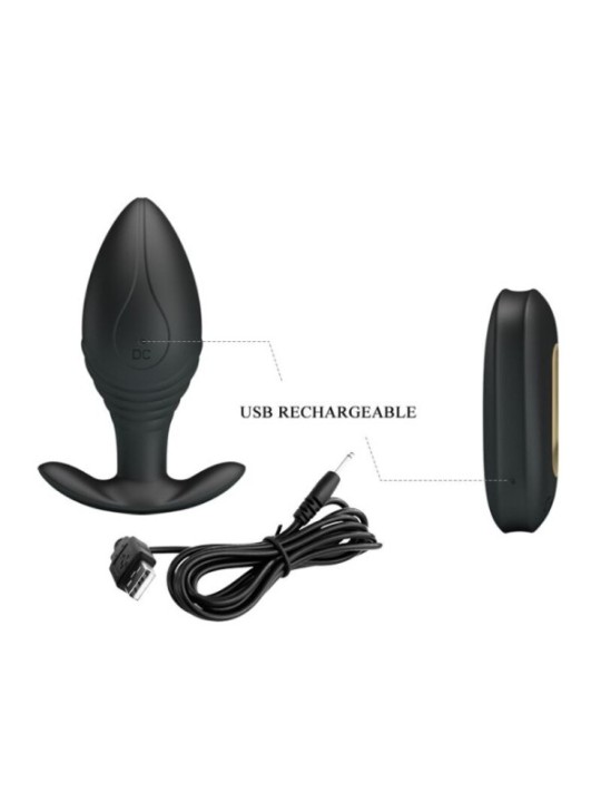 PRETTY LOVE - VIBRATEUR RECHARGEABLE REGINA ANAL PLUG NOIR