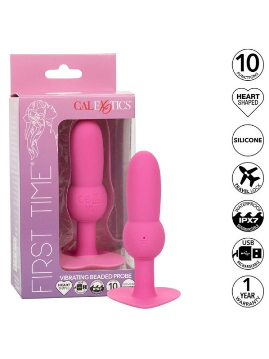 CALEXOTICS - FIRST TIME SONDE ANAL PLUG PERLÉE 10 VIBRATIONS ROSE