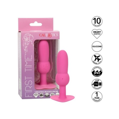 CALEXOTICS - FIRST TIME SONDE ANAL PLUG PERLÉE 10 VIBRATIONS ROSE