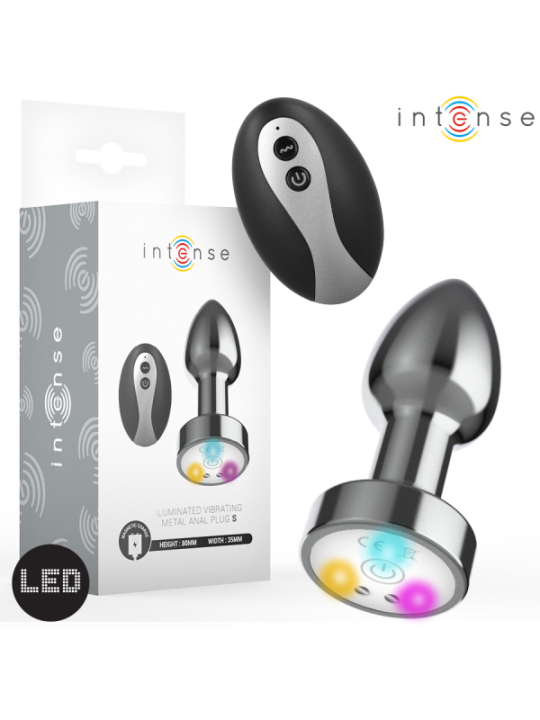 INTENSE - PLUG ANAL VIBRANT EN MÉTAL AVEC LUMIÈRES LED ET TÉLÉCOMMANDE - TAILLE S