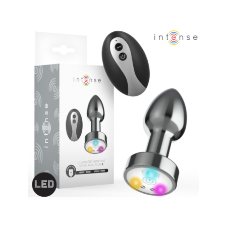 INTENSE - PLUG ANAL VIBRANT EN MÉTAL AVEC LUMIÈRES LED ET TÉLÉCOMMANDE - TAILLE S