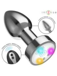 INTENSE - PLUG ANAL VIBRANT EN MÉTAL AVEC LUMIÈRES LED ET TÉLÉCOMMANDE - TAILLE S