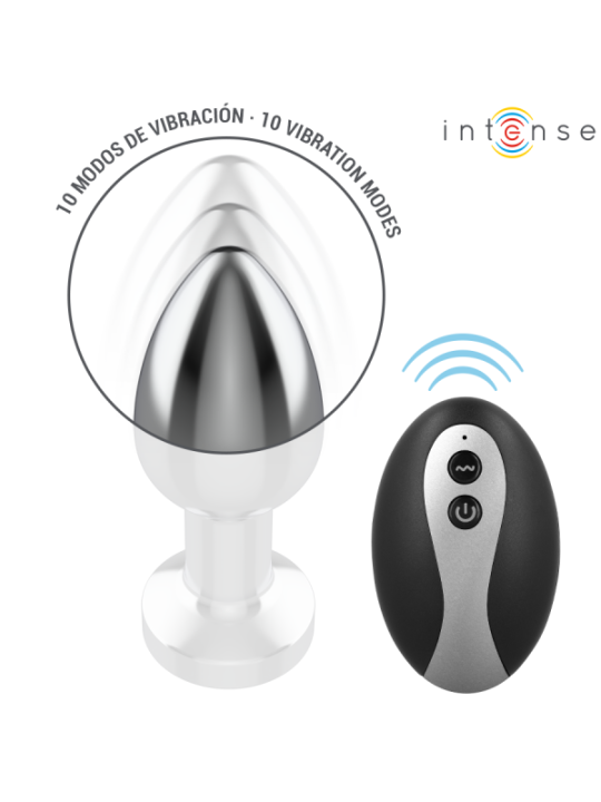 INTENSE - PLUG ANAL VIBRANT EN MÉTAL AVEC LUMIÈRES LED ET TÉLÉCOMMANDE - TAILLE S