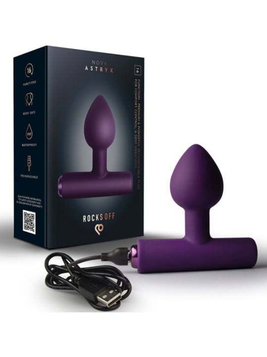 ROCKS-OFF - MINI BAGUETTE RECHARGEABLE 16 FONCTIONS ROSE PIVOINE