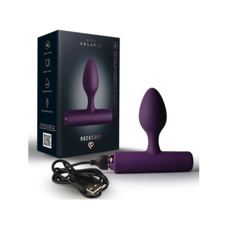 ROCKS-OFF - MINI BAGUETTE RECHARGEABLE 16 FONCTIONS ROSE PIVOINE