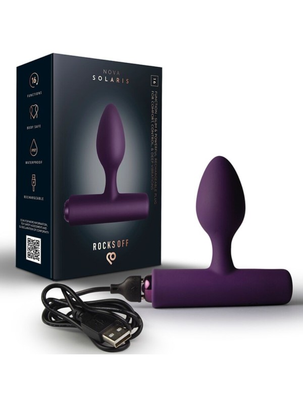 ROCKS-OFF - MINI BAGUETTE RECHARGEABLE 16 FONCTIONS ROSE PIVOINE