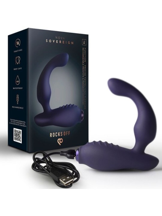 ROCKS-OFF - MINI BAGUETTE RECHARGEABLE 16 FONCTIONS ROSE PIVOINE