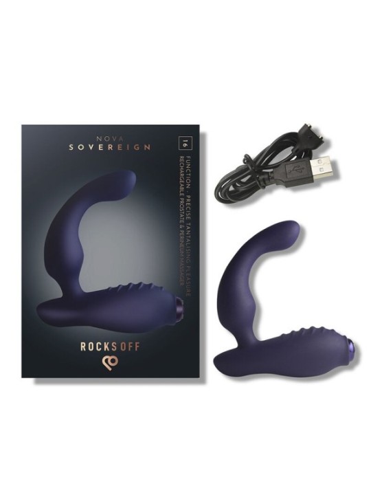 ROCKS-OFF - MINI BAGUETTE RECHARGEABLE 16 FONCTIONS ROSE PIVOINE