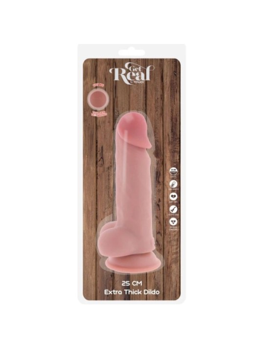 GET REAL - PÉNIS RÉALISTE DE LUXE AVEC TESTICULES EXTRA ÉPAIS DE 25 CM