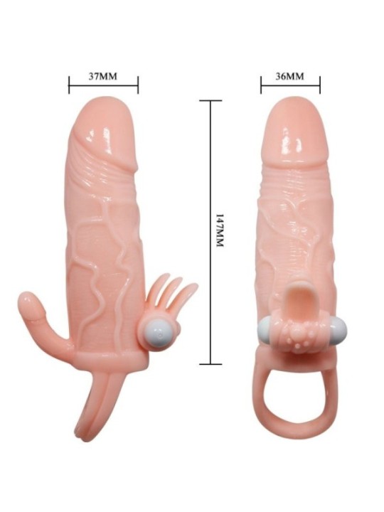 BAILE - COUVRE-PÉNIS BRAVE MAN AVEC CHAIR DE STIMULATION CLIT ET ANAL 16.5 CM