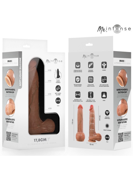 MR INTENSE - BRUCE S GODEMICHET EN SILICONE AVEC TESTICULES 17,8 CM -Ø- 4 CM