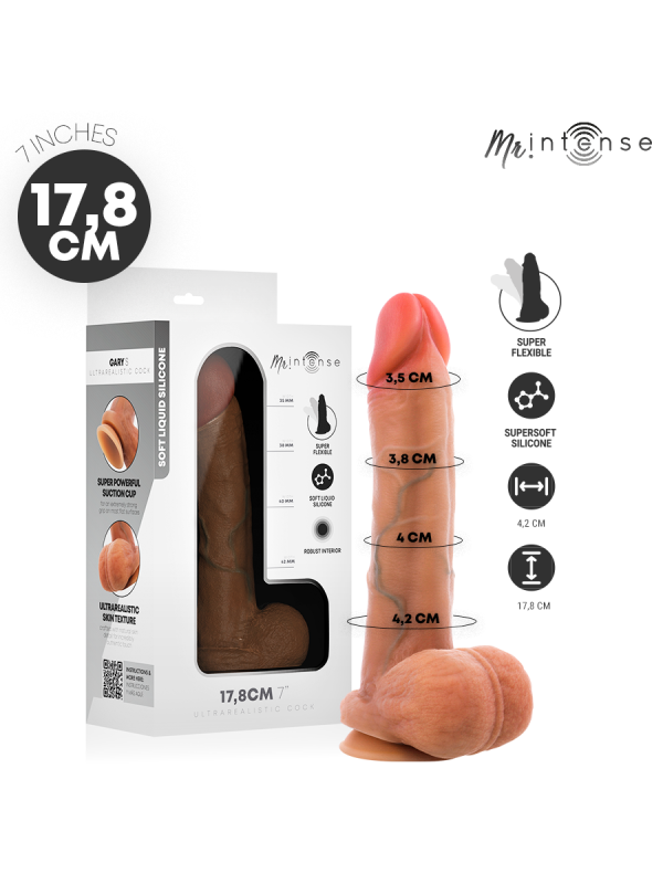 MR INTENSE - GARY S PÉNIS EN SILICONE ULTRA-RÉALISTE AVEC TESTICULES 17,8 CM -Ø- 4,2 CM