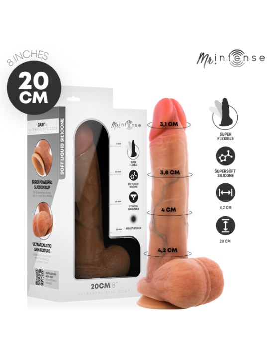 MR INTENSE - GARY M PÉNIS EN SILICONE ULTRA-RÉALISTE AVEC TESTICULES 20 CM -Ø- 4,2 CM