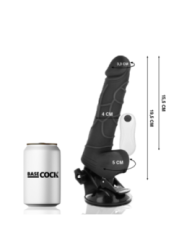 BASECOCK - VIBRATEUR RÉALISTE TÉLÉCOMMANDE NOIR AVEC TESTICULES 19.5 CM -O- 4 CM