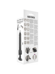 BASECOCK - VIBRATEUR RÉALISTE TÉLÉCOMMANDE NOIR AVEC TESTICULES 19.5 CM -O- 4 CM