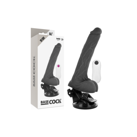 BASECOCK - VIBRATEUR RÉALISTE TÉLÉCOMMANDE NOIR 19 CM -O- 4 CM