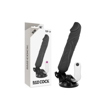 BASECOCK - VIBRATEUR RÉALISTE TÉLÉCOMMANDE NOIR 20 CM -O- 4 CM