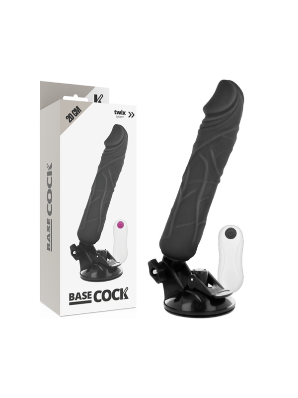BASECOCK - VIBRATEUR RÉALISTE TÉLÉCOMMANDE NOIR 20 CM -O- 4 CM