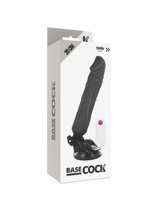 BASECOCK - VIBRATEUR RÉALISTE TÉLÉCOMMANDE NOIR 20 CM -O- 4 CM