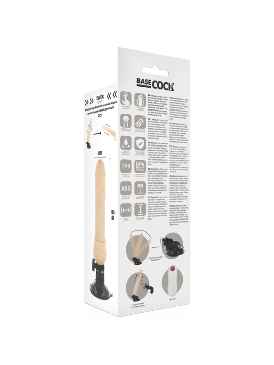 BASECOCK - VIBRATEUR TÉLÉCOMMANDE NATUREL RÉALISTE 19.5 CM -O- 4 CM