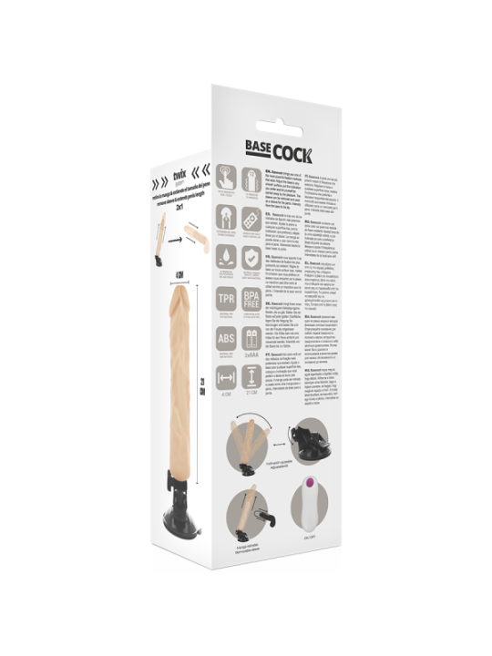 BASECOCK - VIBRATEUR RÉALISTE TÉLÉCOMMANDE NATUREL 21 CM -O- 4 CM
