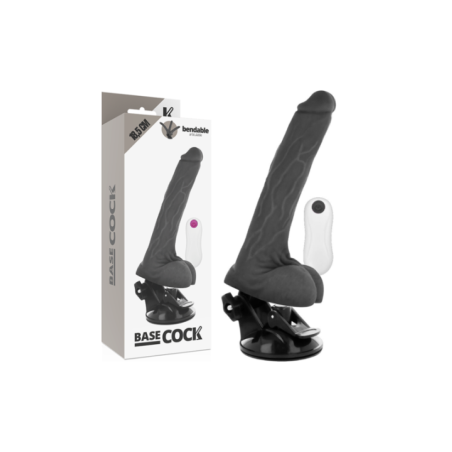 BASECOCK - VIBRATEUR ARTICULABLE TÉLÉCOMMANDE NOIR 18.5 CM -O- 4 CM
