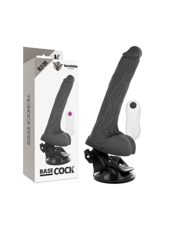BASECOCK - VIBRATEUR ARTICULABLE TÉLÉCOMMANDE NOIR 18.5 CM -O- 4 CM