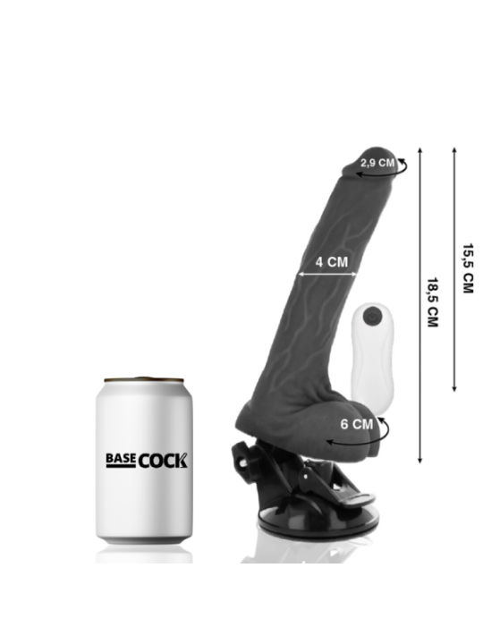 BASECOCK - VIBRATEUR ARTICULABLE TÉLÉCOMMANDE NOIR 18.5 CM -O- 4 CM