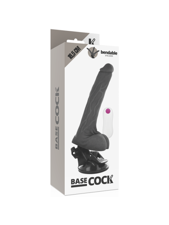 BASECOCK - VIBRATEUR ARTICULABLE TÉLÉCOMMANDE NOIR 18.5 CM -O- 4 CM