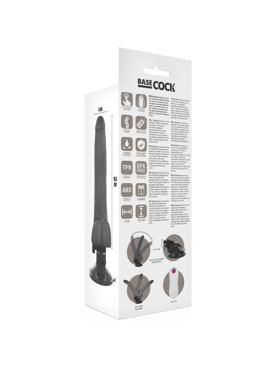 BASECOCK - VIBRATEUR ARTICULABLE TÉLÉCOMMANDE NOIR 18.5 CM -O- 4 CM