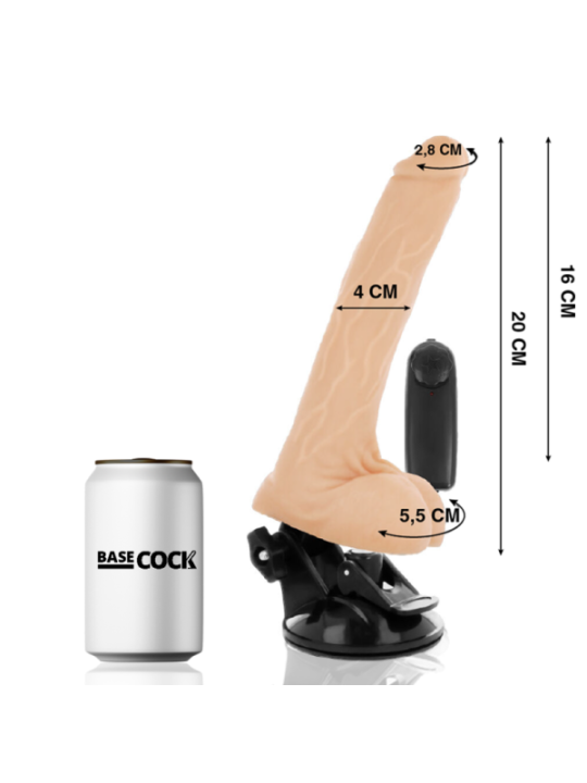 BASECOCK - VIBRATEUR NATUREL RÉALISTE TÉLÉCOMMANDE AVEC TESTICULES 20 CM -O- 4 CM