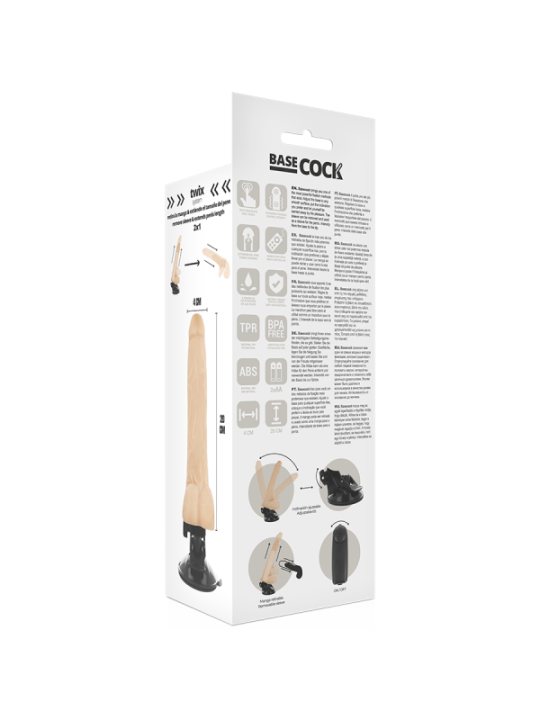 BASECOCK - VIBRATEUR NATUREL RÉALISTE TÉLÉCOMMANDE AVEC TESTICULES 20 CM -O- 4 CM