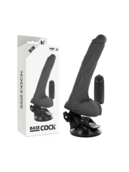 BASECOCK - VIBRATEUR RÉALISTE NOIR TÉLÉCOMMANDE AVEC TESTICULES 20 CM -O- 4 CM