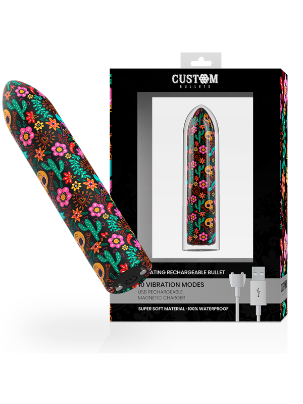 CUSTOM BULLETS - BULLETS PERSONNALISÉS RECHARGEABLE FLORAL 10 INTENSITIES