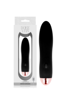 DOLCE VITA - VIBRATEUR RECHARGEABLE QUATRE NOIR 7 VITESSES