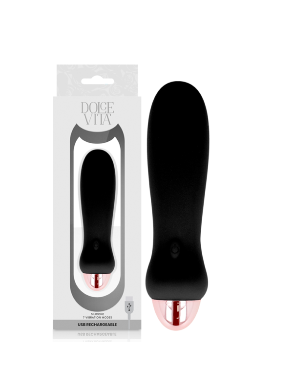 DOLCE VITA - VIBRATEUR RECHARGEABLE CINQ NOIR 7 VITESSES