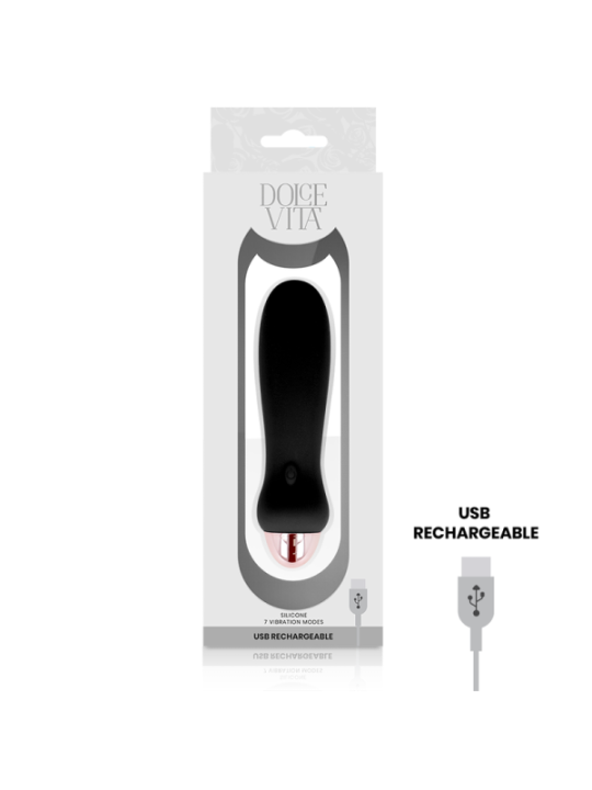 DOLCE VITA - VIBRATEUR RECHARGEABLE CINQ NOIR 7 VITESSES